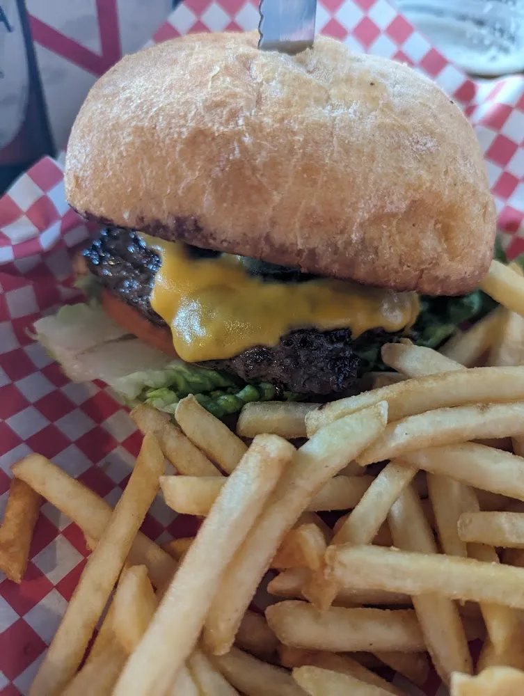Burger and Fries with Cheese